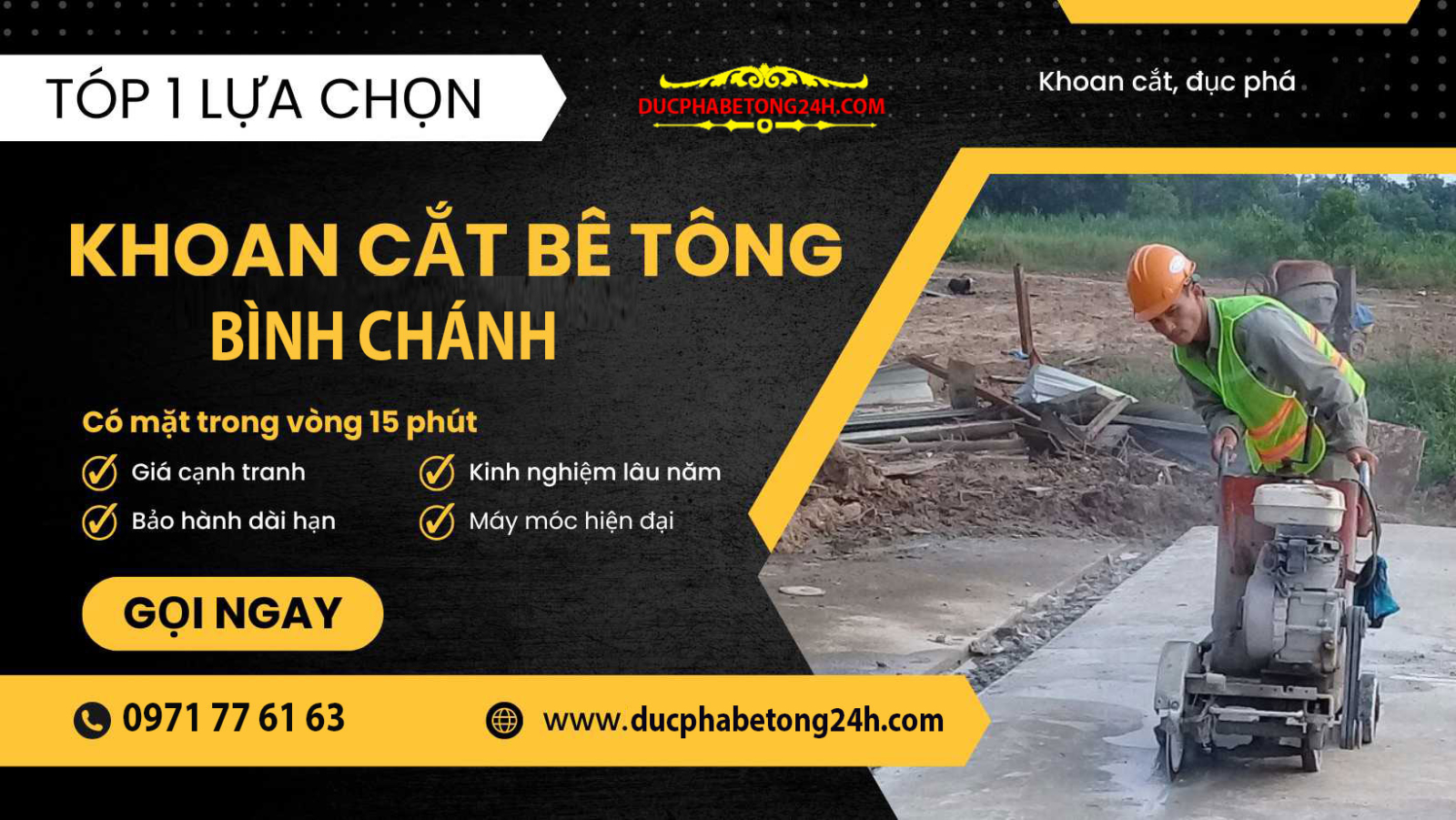 Dịch vụ khoan cắt bê tông Bình Chánh uy tín, nhận thi công nhanh, giá tốt